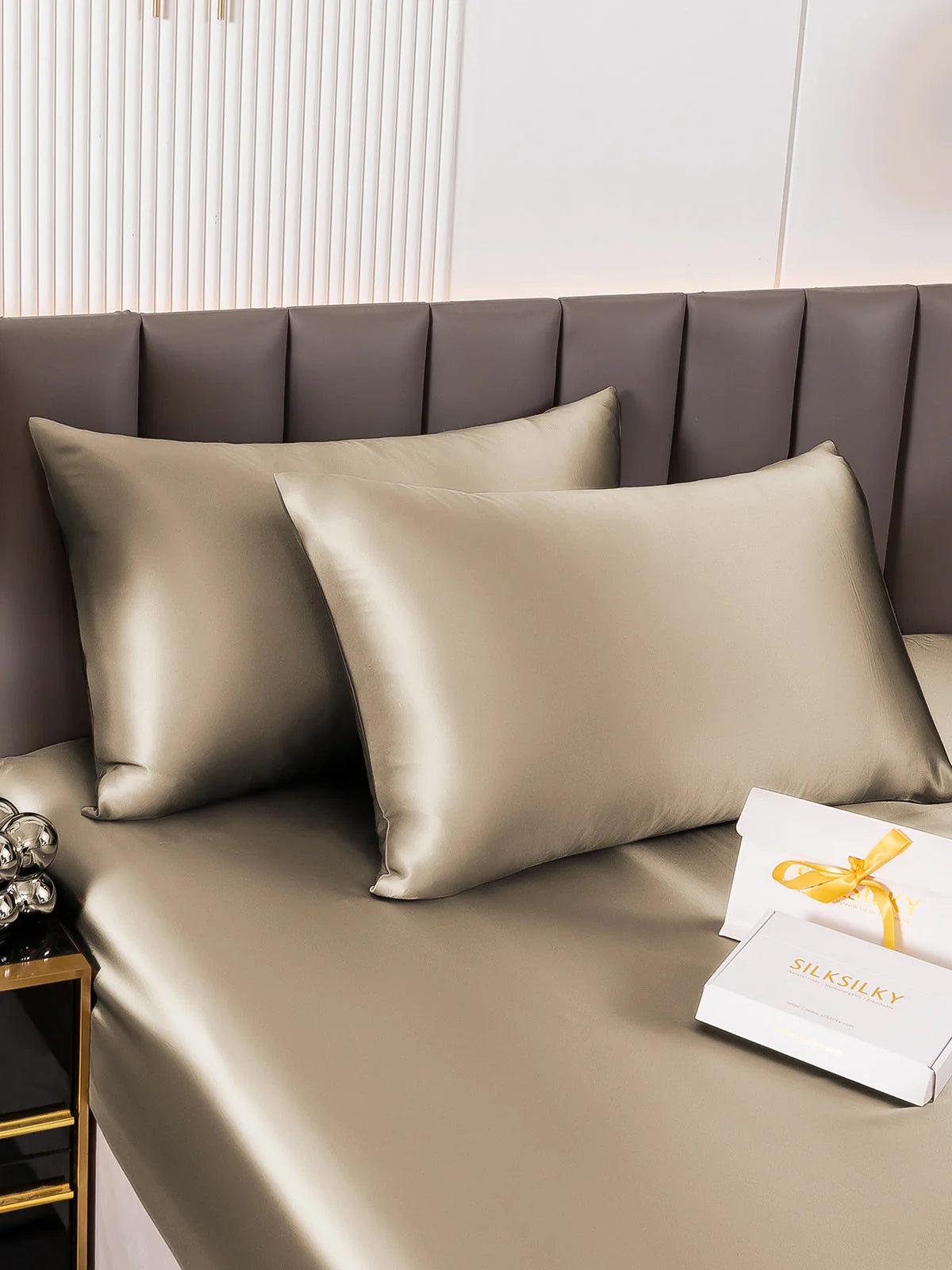 [Khaki] SilkSilky-NL 19Momme Pillowcase 003