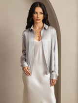 [Lichtgrijs] SilkSilky-NL Long Sleeve Lapel Collar Dames Blouse 007