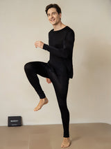 [Zwart] SilkSilky-NL Long Sleeve Round Neck Heren Lange Onderkleding 002