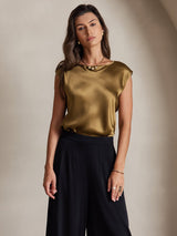 [Bruin] SilkSilky-NL Cap Sleeve Round Neck Dames T-Shirt 003
