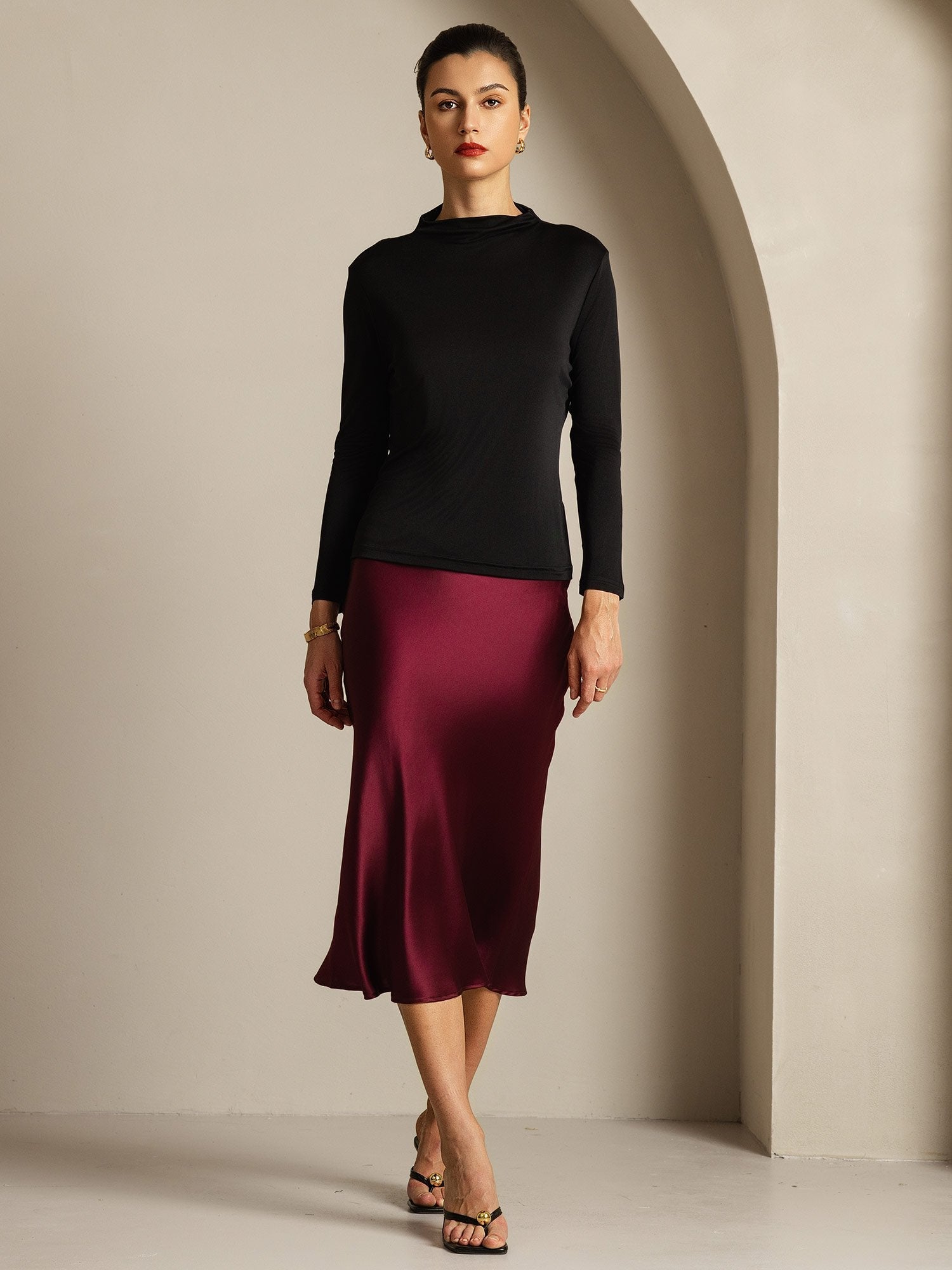 [Zwart] SilkSilky-NL Zijde Womens T-Shirt 005