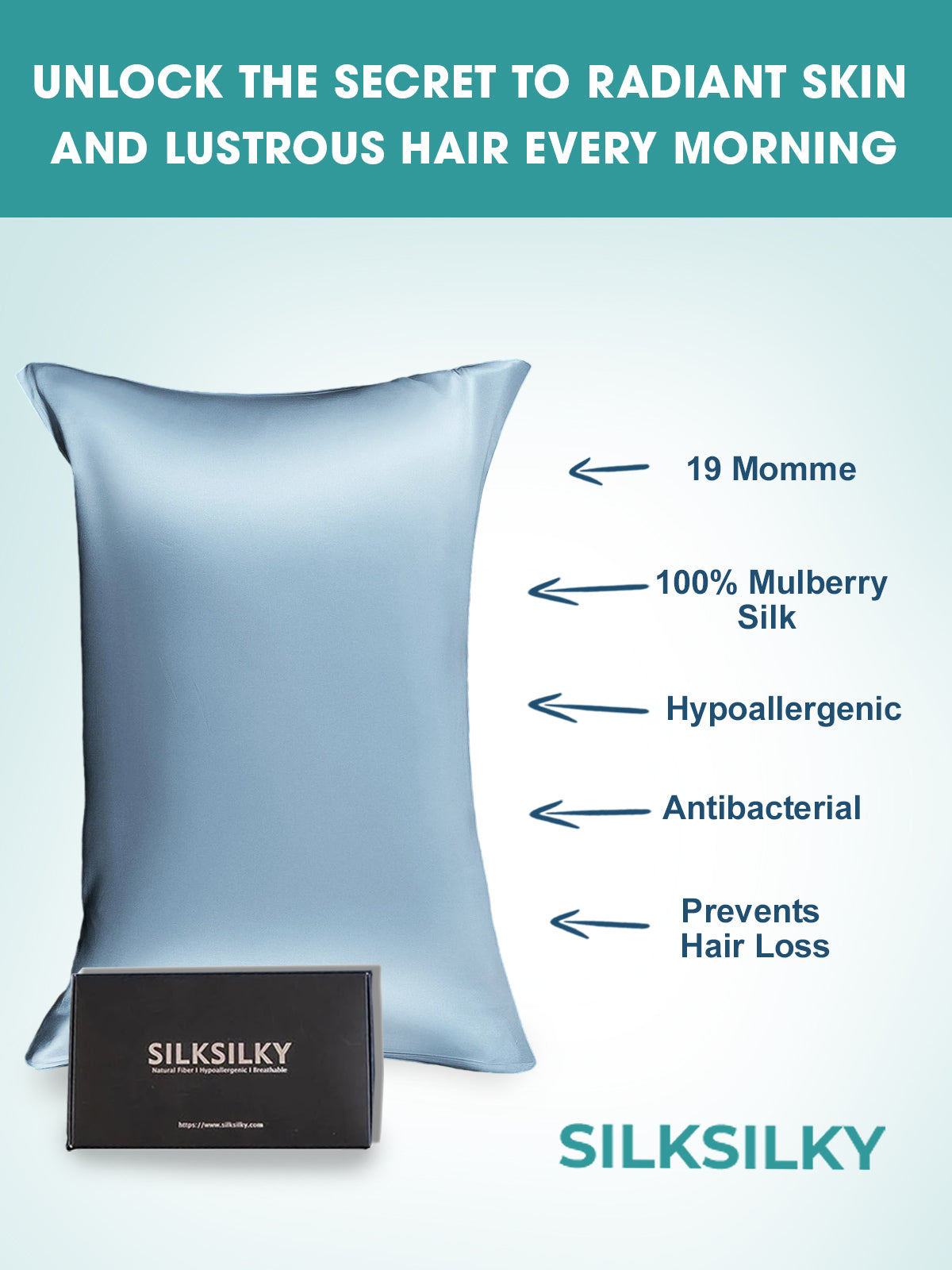 [Lichtblauw] SilkSilky-NL 19Momme Pillowcase 003