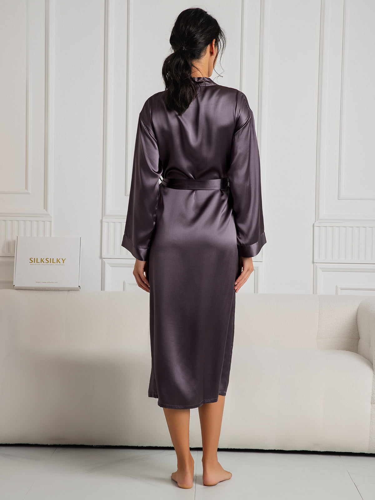 [Paars Grijs] SilkSilky-NL Womens Robe 002