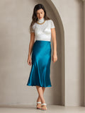 SilkSilky NL 19Momme Pure Silk Skirt Koningsblauw 005