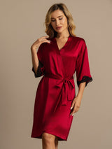 [Wijn] SilkSilky-NL Half Sleeve Dames Kamerjas 007