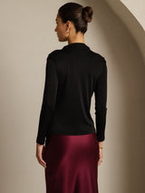 [Zwart] SilkSilky-NL Zijde Womens T-Shirt 002