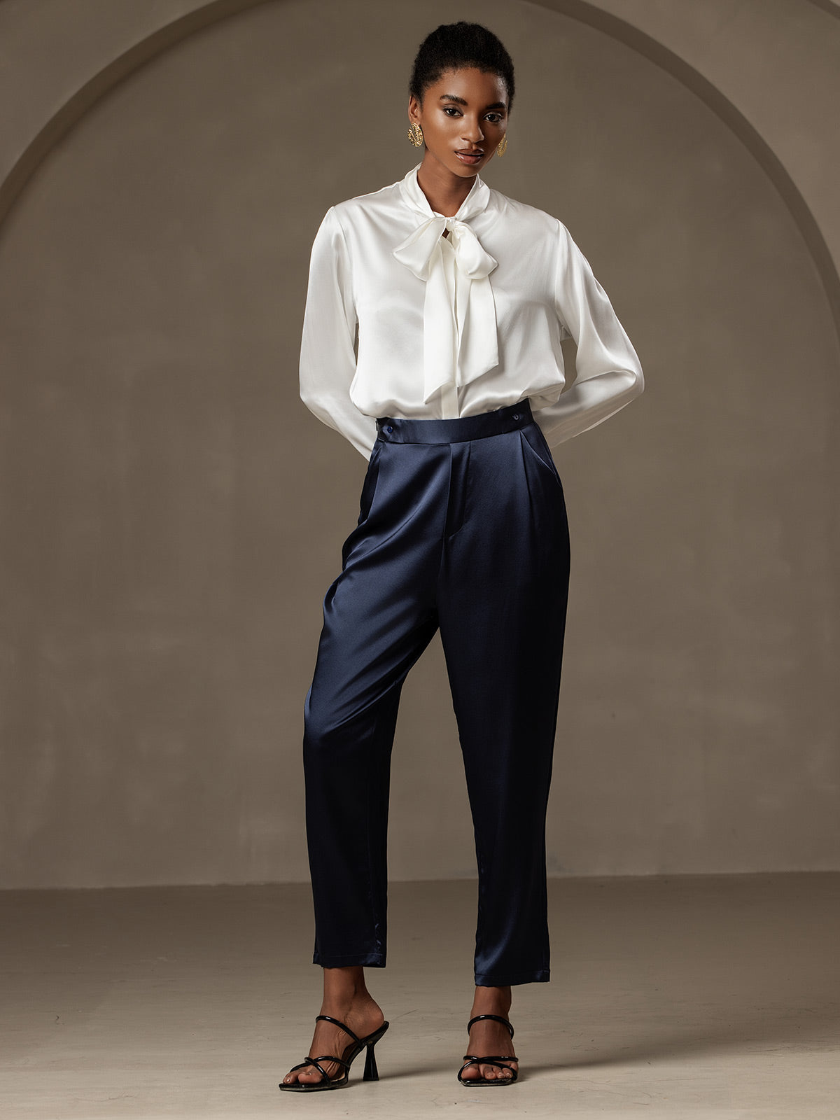 [Donkerblauw] SilkSilky-NL 19Momme Zijde Womens Pants 006