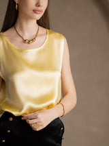 [Lichtgeel] SilkSilky-NL Sleeveless Round Neck Cami-Top 003