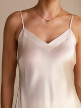 [Beige] SilkSilky-NL Spaghetti Strap V Neck Cami-Top 004