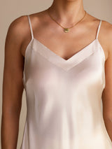 [Beige] SilkSilky-NL Spaghetti Strap V Neck Cami-Top 004