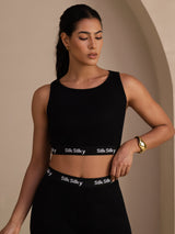 [Zwart] SilkSilky-NL Sleeveless Crew Neck Women's Outfit Sets 004