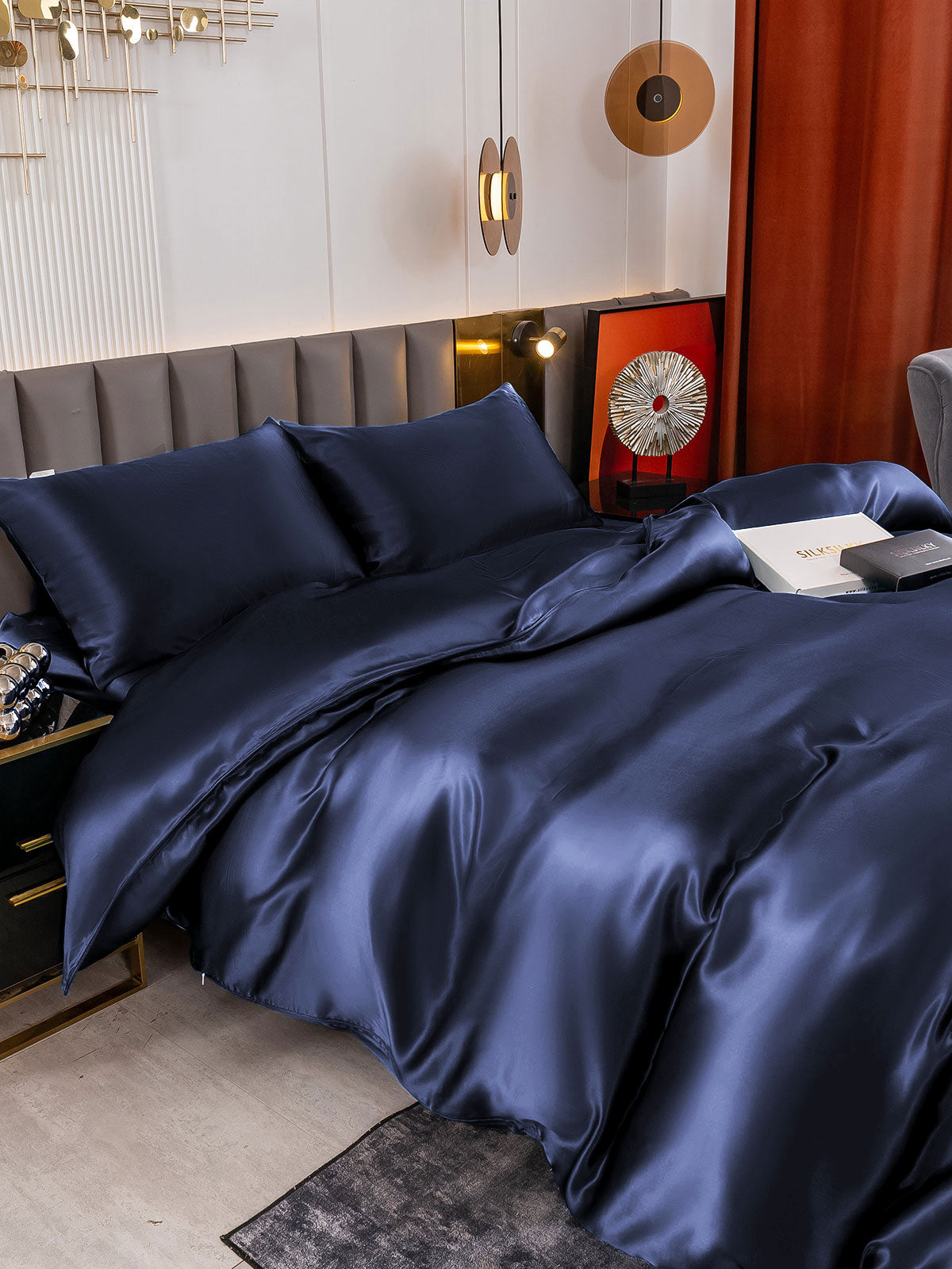 [Donkerblauw] SilkSilky-NL 19Momme Bedding Set 006