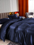 SilkSilky NL 22Momme Pure Silk Bedding Set Donkerblauw 005