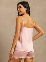 [Perzikhuid] SilkSilky-NL 19Momme Zijde Mouwloos Ronde Hals Cami-Set 002