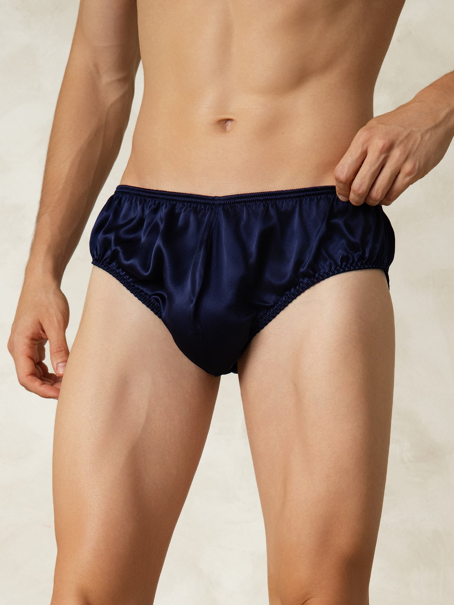 [Donkerblauw] SilkSilky-NL Zijde Mens Underwear 001