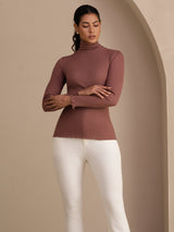 [Cameo Roze] SilkSilky-NL Long Sleeve Turtle Neck Dames T-Shirt 005
