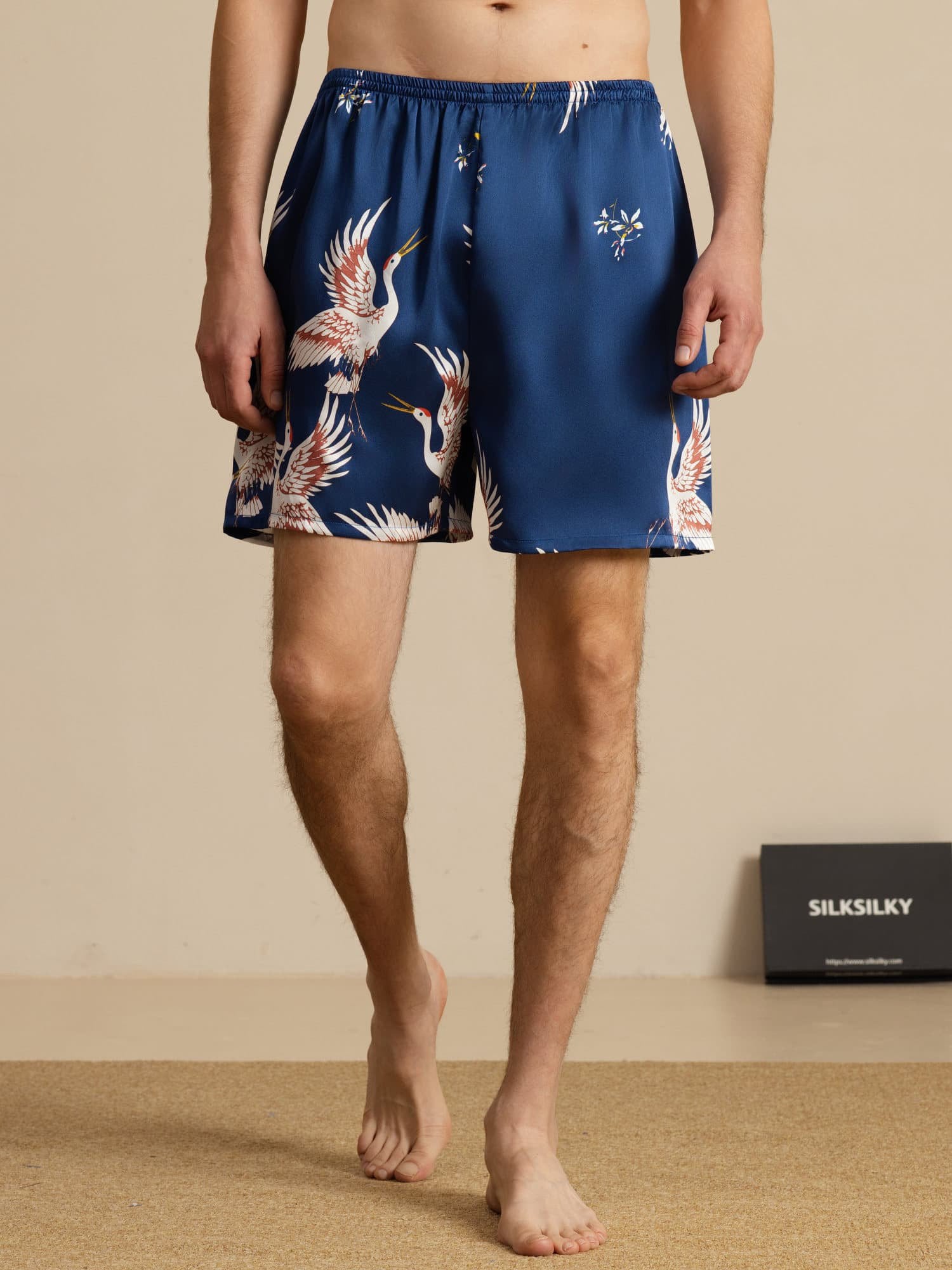 [Donkerblauw] SilkSilky-NL 19Momme Mens Sleep Bottoms 003