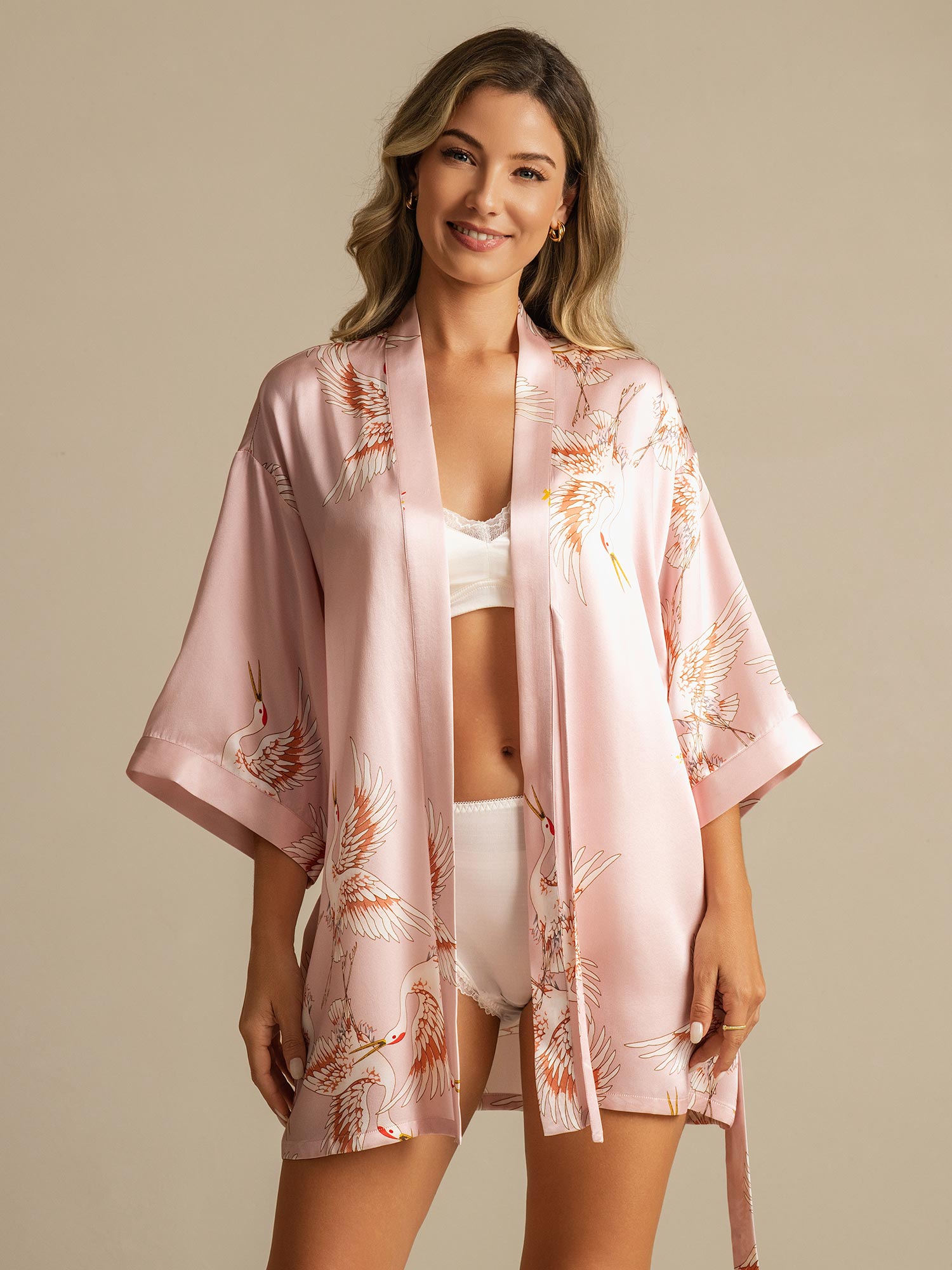 [Roze] SilkSilky-NL Diepe V-Hals Dames Kamerjas 001