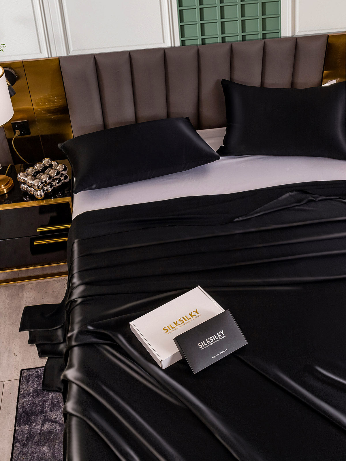 [Zwart] SilkSilky-NL 25Momme Bedding Set 005
