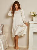 SilkSilky NL Pure Silk Lange Mouw Nightgown Wit 005