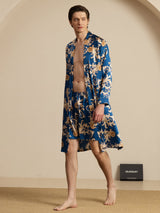 [Navy Draak] SilkSilky-NL Long Sleeve Heren Pyjama Set 003