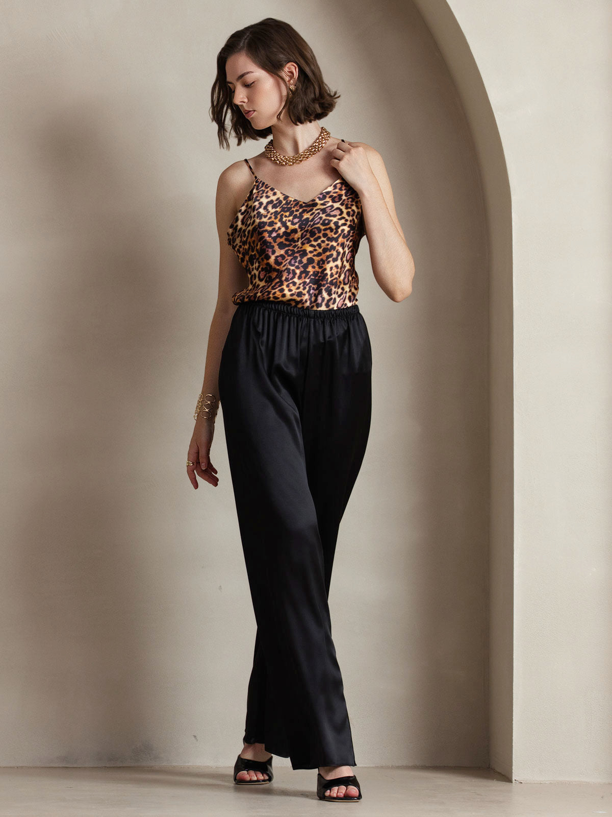 [Leopard] SilkSilky-NL V-Hals Cami-Top 006