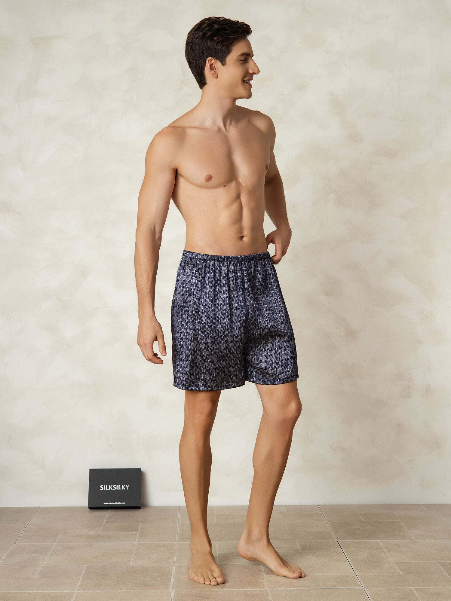 [Marine Ginkgo] SilkSilky-NL 19Momme Mens Sleep Bottoms 005