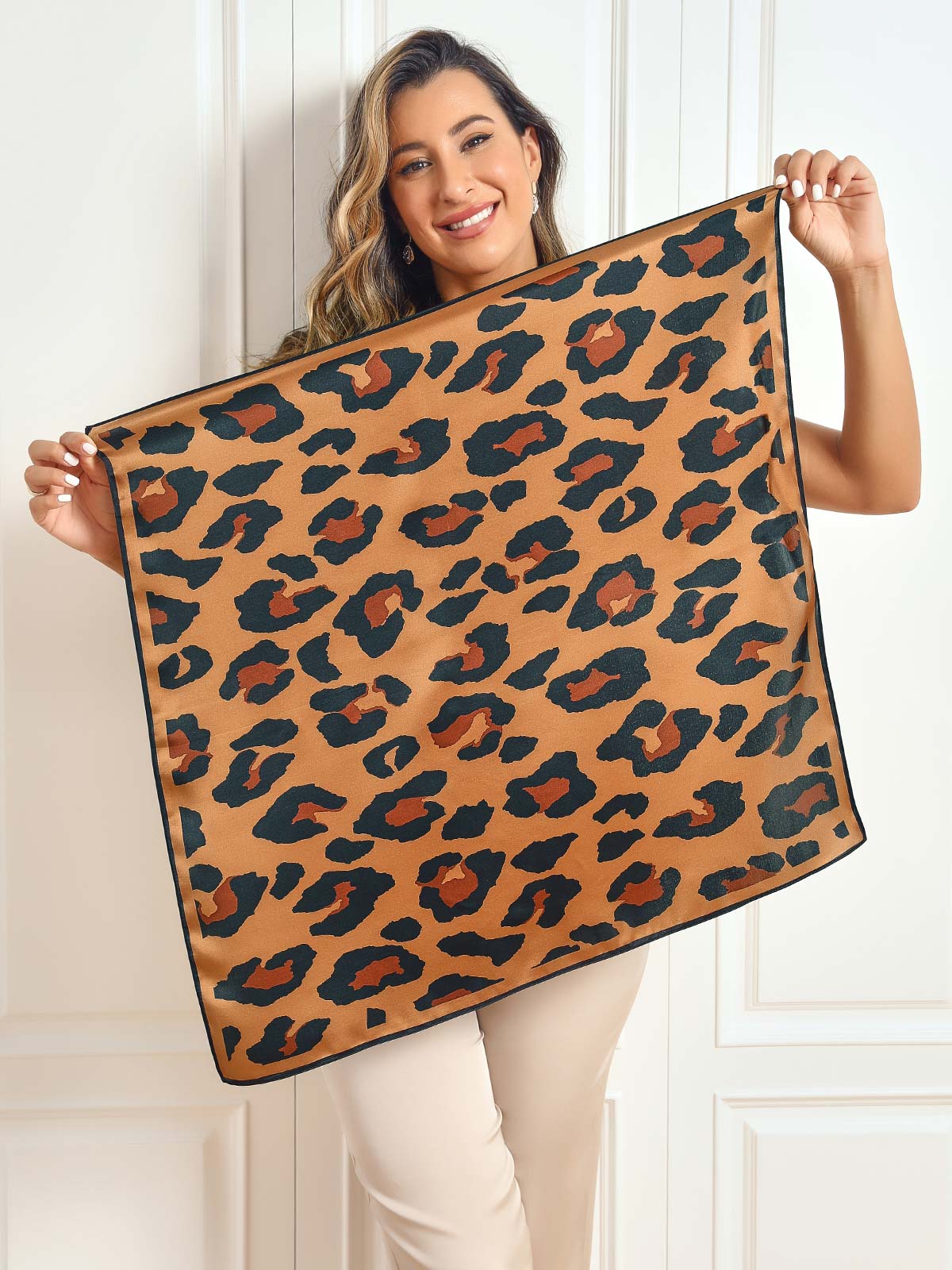 SilkSilky NL Pure Silk Scarf Leopard 001