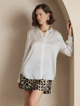 [Wit] SilkSilky-NL 19Momme Lange Mouw Reverskraag Dames Blouse 003