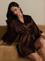 [Koffie] SilkSilky-NL 3/4 Sleeve Dames Kamerjas 009