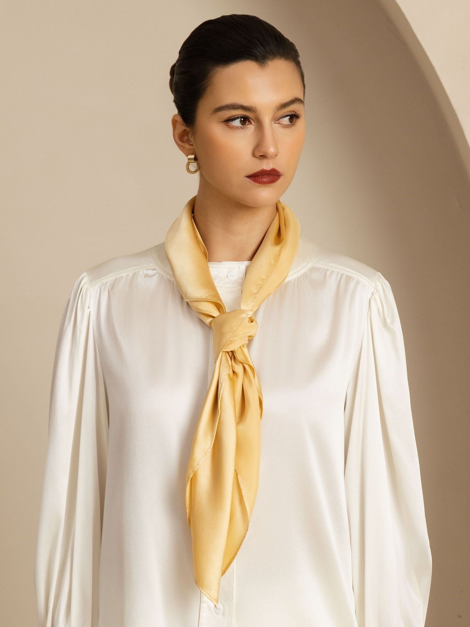 [Champagne] SilkSilky-NL Pure Silk Scarf 003