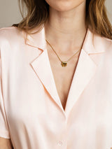 [Roze] SilkSilky-NL Short Sleeve Lapel Collar Dames Blouse 004