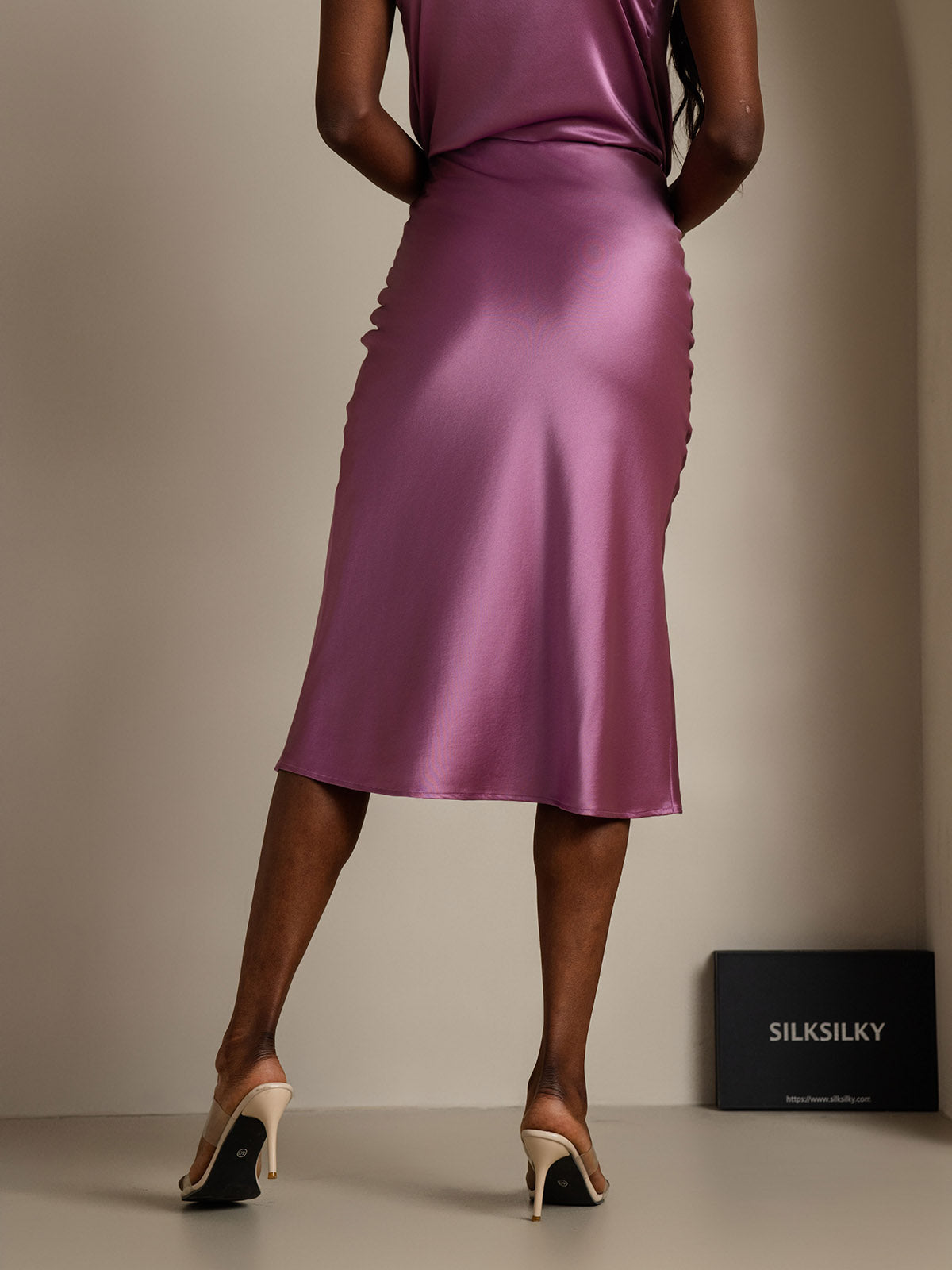 [Donkerpaars] SilkSilky-NL 19Momme Pure Silk Skirt 002