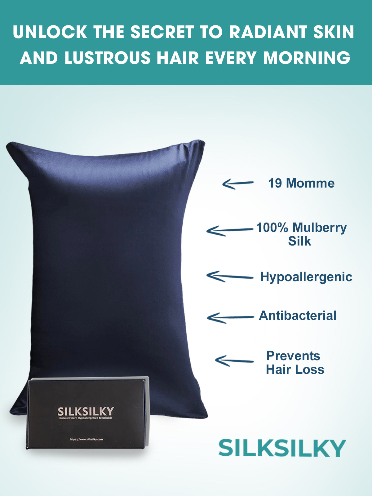 [Donkerblauw] SilkSilky-NL 19Momme Pillowcase 003