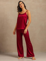 [Wijn] SilkSilky-NL 19Momme Spaghetti Bandjes Diepe Ronde Hals Cami-Set 006