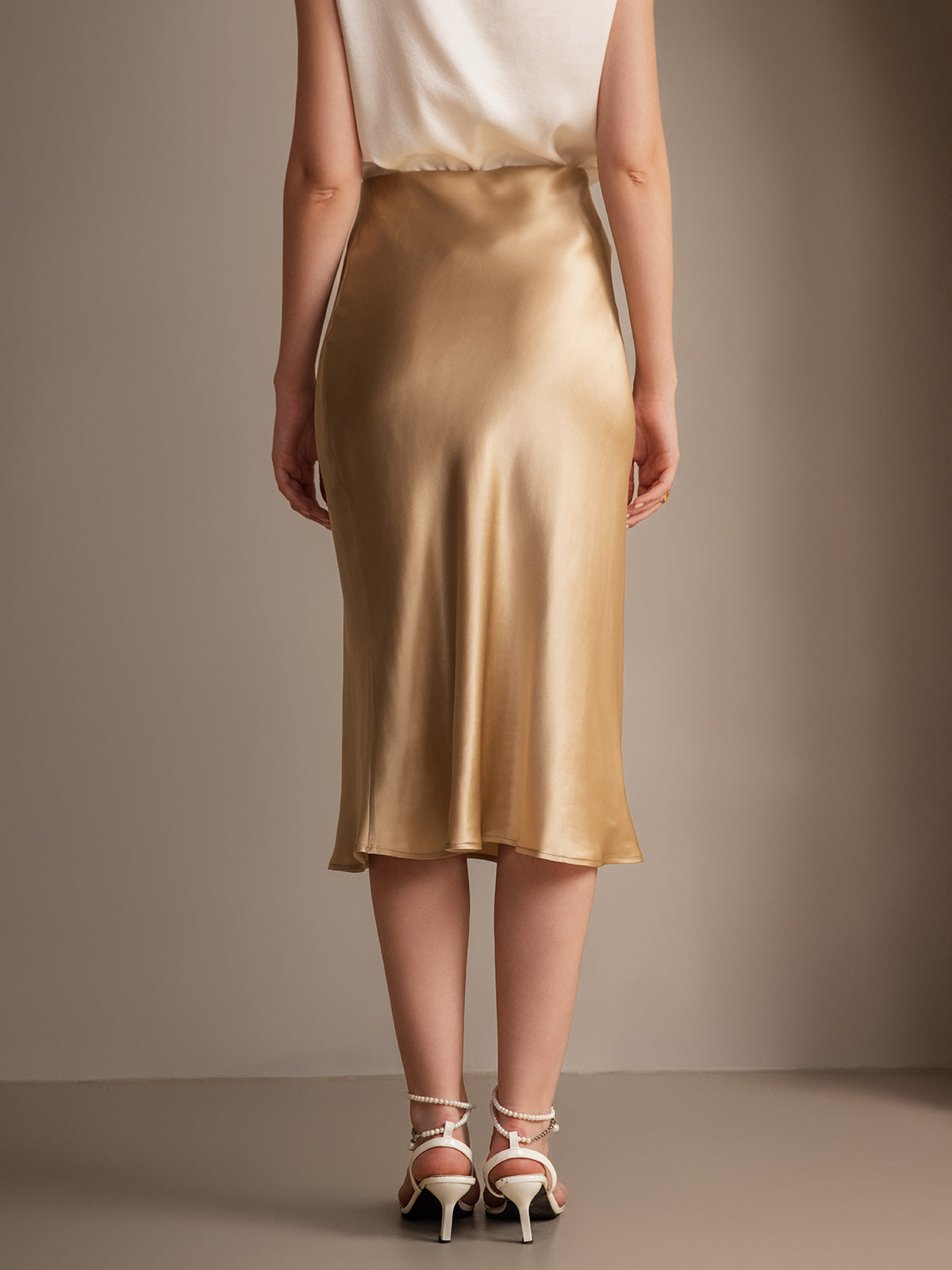 SilkSilky NL 19Momme Pure Silk Skirt Champagne 002