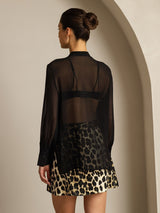 [Zwart] SilkSilky-NL Zijde Womens Shirt 002