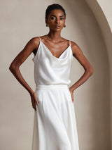 [Wit] SilkSilky-NL Spaghetti Strap Cowl Neck Cami-Top 004