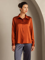 [Karamel] SilkSilky-NL Long Sleeve Lapel Collar Dames Blouse 005