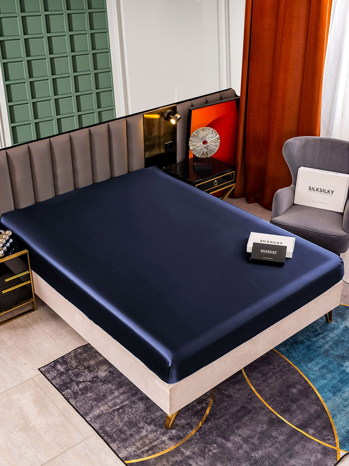 [Donkerblauw] SilkSilky-NL 25Momme Sheet 001