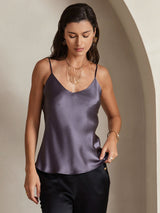 [Paars Grijs] SilkSilky-NL Spaghetti Strap V Neck Cami-Top 004
