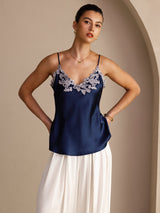 [Donkerblauw] SilkSilky-NL Spaghetti Strap V Neck Cami-Top 003