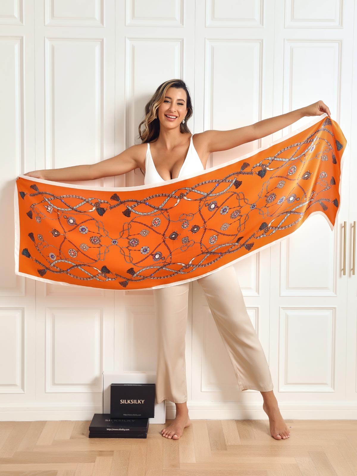 [P018] SilkSilky-NL Pure Silk Scarf 006