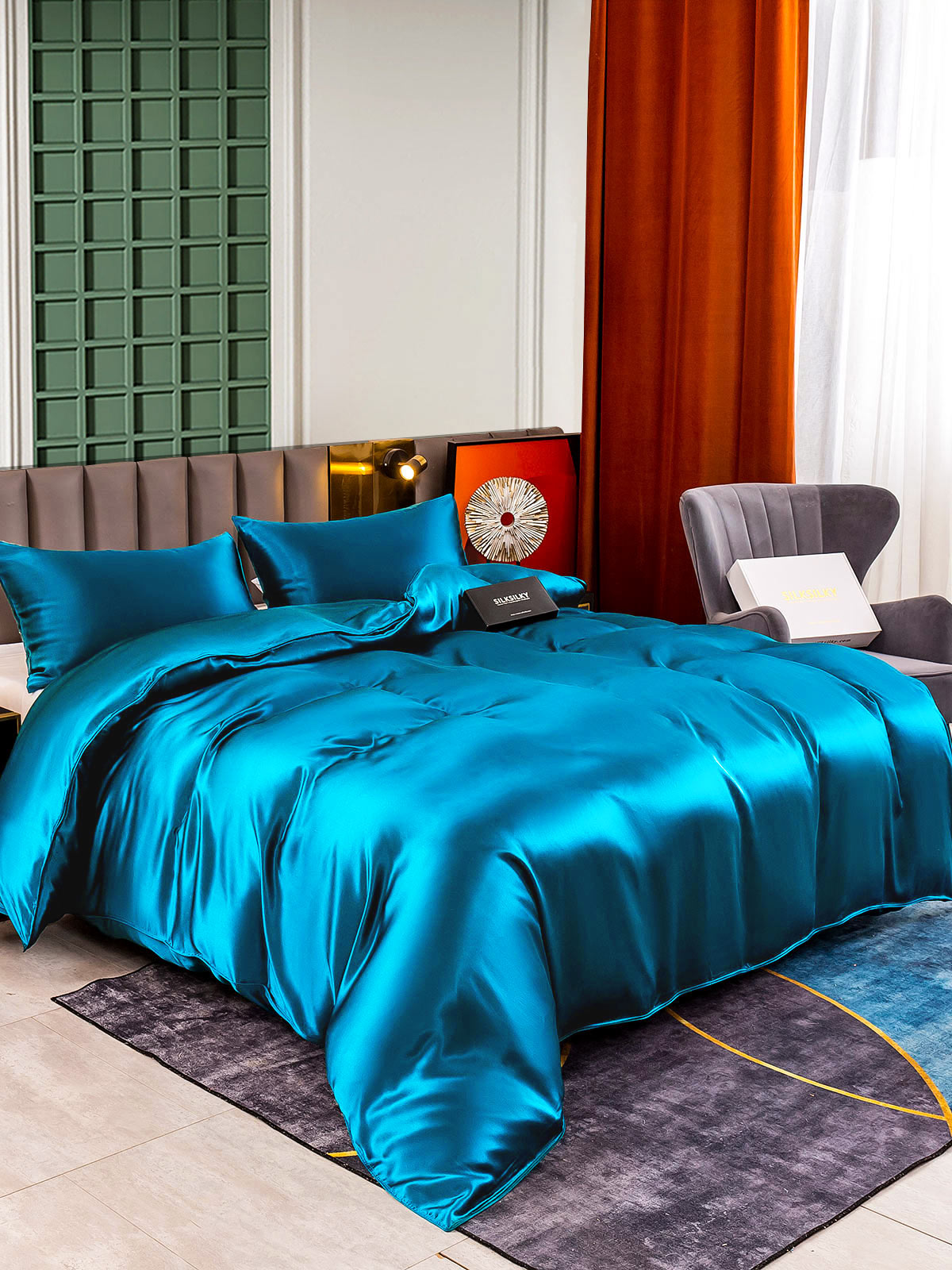[Koningsblauw] SilkSilky-NL 25Momme Bedding Set 001