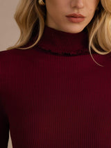 [Wijn] SilkSilky-NL Long Sleeve Turtle Neck Dames T-Shirt 006