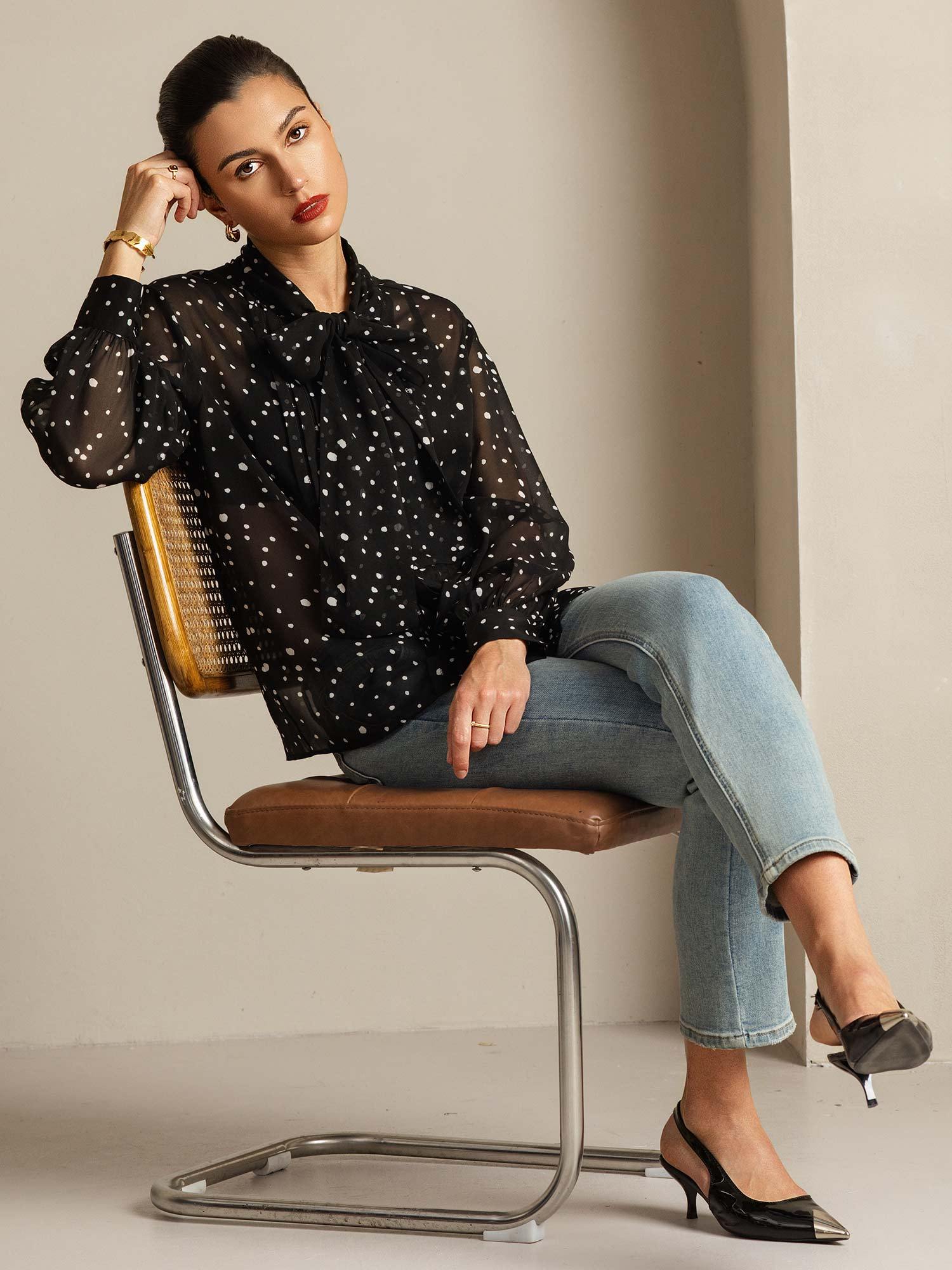 [Stippen] SilkSilky-NL Zijde Womens Shirt 009