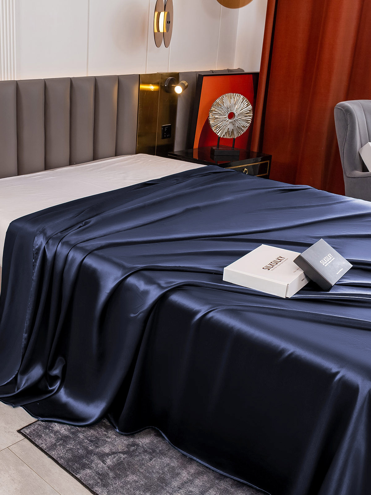 [Donkerblauw] SilkSilky-NL 19Momme Sheet 004