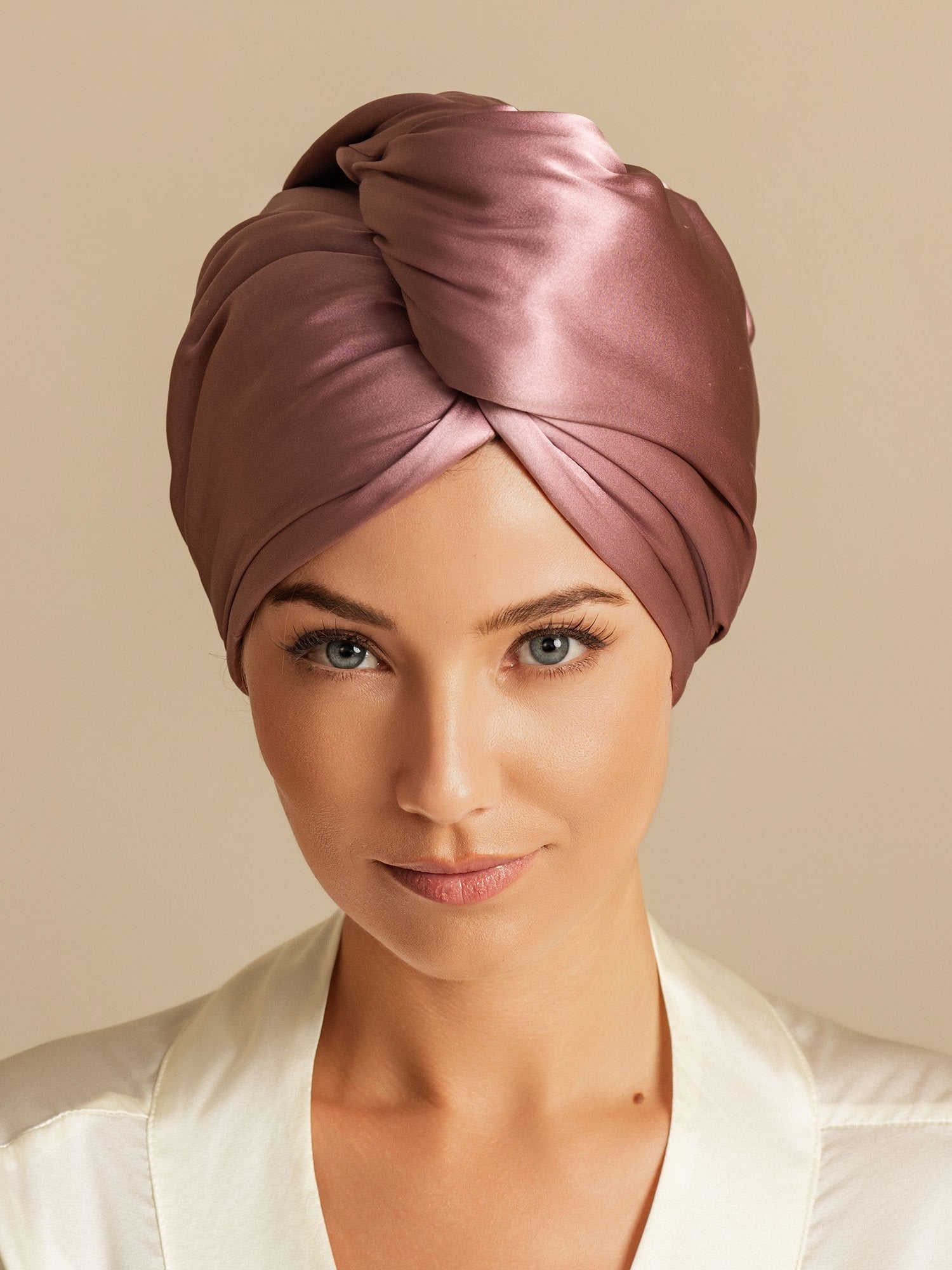 [Bleek Mauve] SilkSilky-NL Zijde Hair Towel Wrap 003,