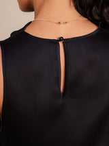 [Zwart] SilkSilky-NL Sleeveless Cowl Neck Jurk 005