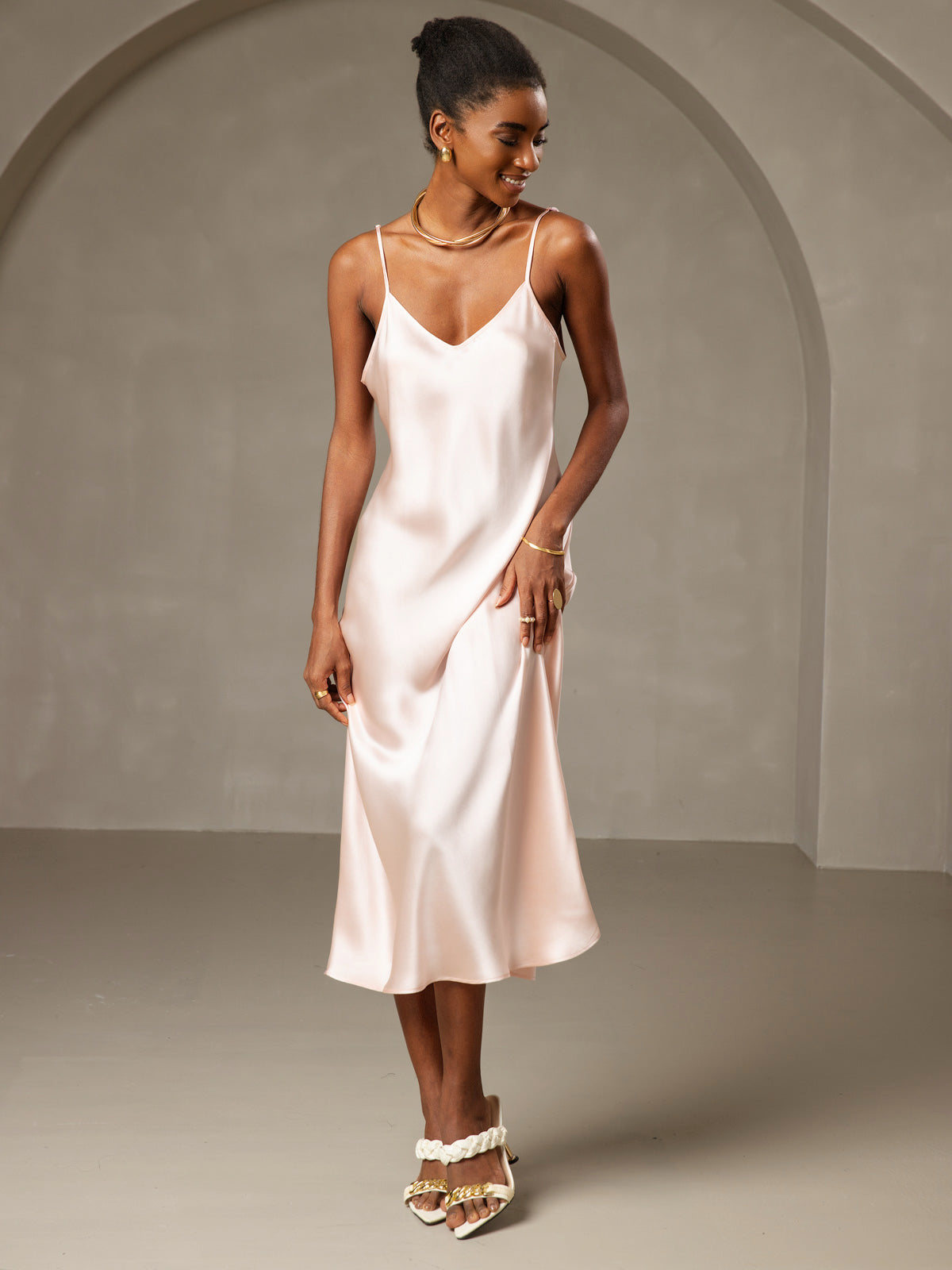 [Roze] SilkSilky-NL Mouwloos Ronde Hals Jurk 001